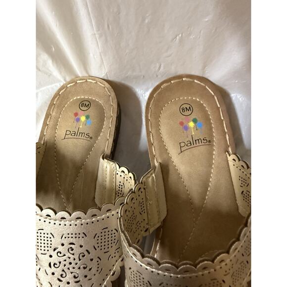 Palms Womens Gold Leather Sandals Size 8M "Perforated Flex" - Picture 3 of 4